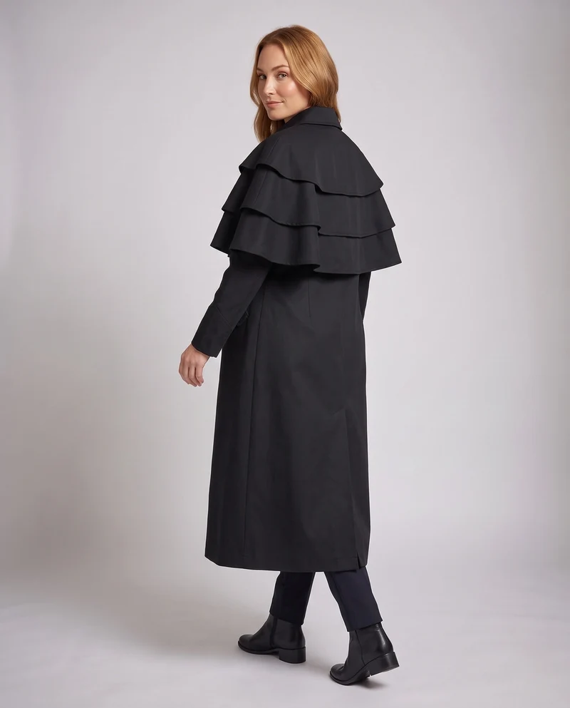 Damen Elegantes Langarm Wickelkleid mit Rüsche und Knopfverschluss Nord Taschen