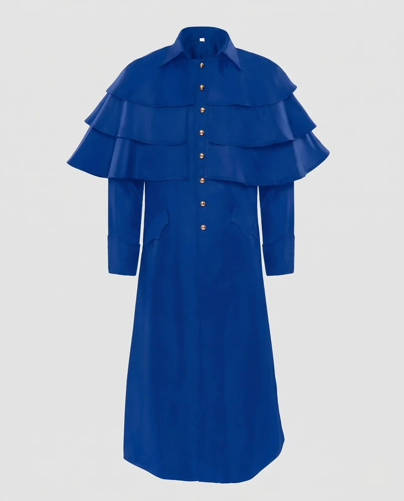 Damen Elegantes Langarm Wickelkleid mit Rüsche und Knopfverschluss Nord Taschen