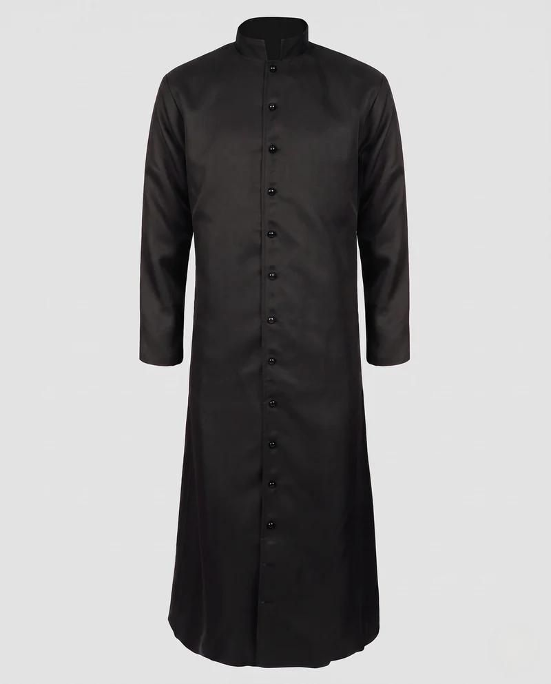 Frauen Elegantes Langes Kleid mit Stehkragen und Knopfleiste Nord Taschen