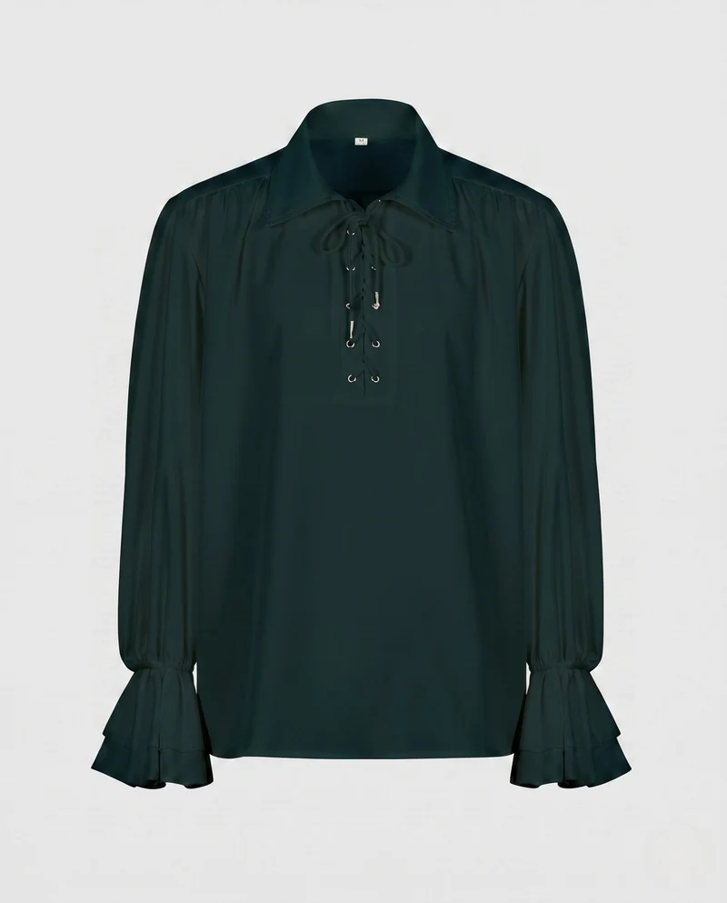 Frauen Elegante Rüschbluse mit Schnürung und Weiten Schwingen Ärmel Nord Taschen