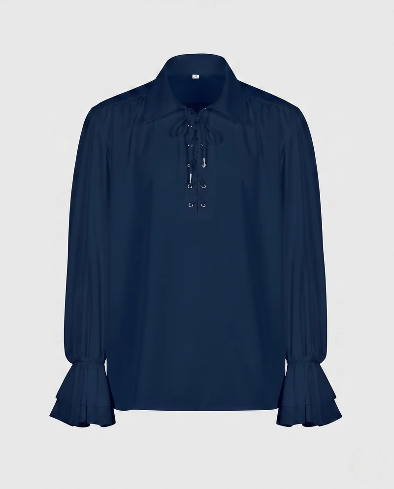 Frauen Elegante Rüschbluse mit Schnürung und Weiten Schwingen Ärmel Nord Taschen
