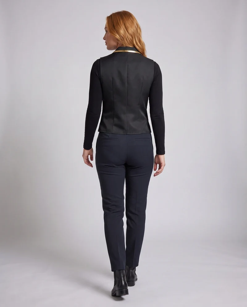 Damen Elegantes Weste mit goldenen Akzenten und dekorativem Kettenmotiv Nord Taschen