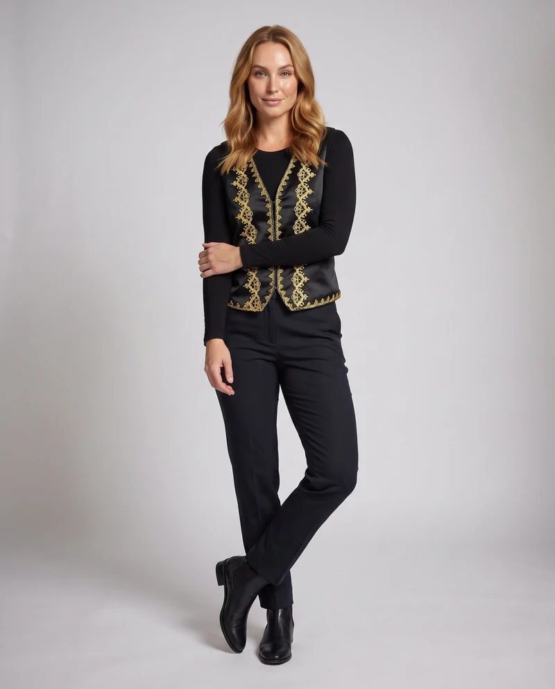 Damen elegantes Weste mit intricate goldfarbenem Muster Nord Taschen
