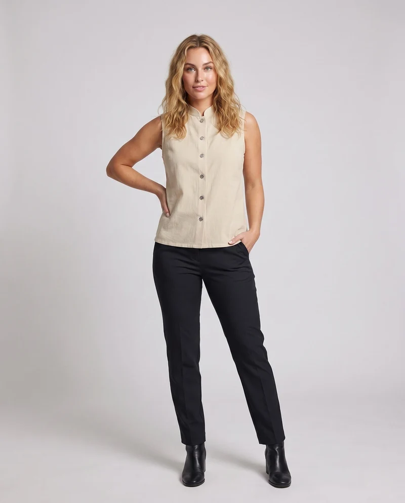 Damen elegantes Vest mit Stehkragen und dekorativen Knöpfen Nord Taschen