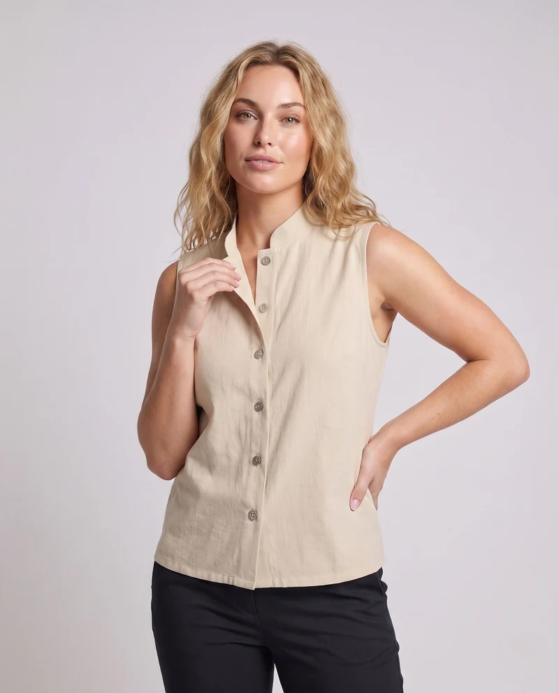 Damen elegantes Vest mit Stehkragen und dekorativen Knöpfen Nord Taschen