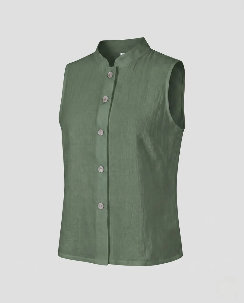 Damen elegantes Vest mit Stehkragen und dekorativen Knöpfen Nord Taschen