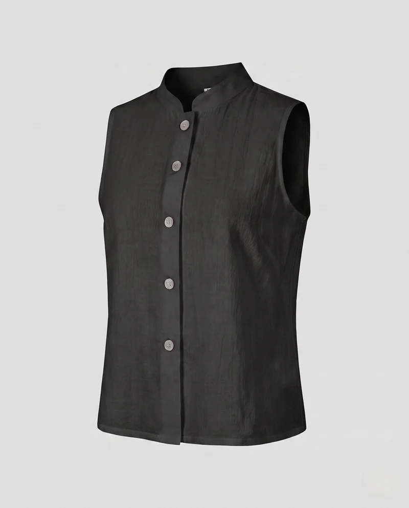 Damen elegantes Vest mit Stehkragen und dekorativen Knöpfen Nord Taschen
