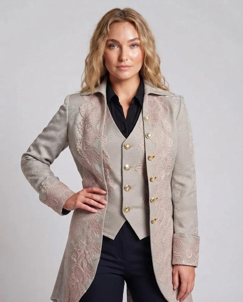 Frauen Elegant Nord Taschen Jacke mit opulenten Spitzenverzierungen Nord Taschen