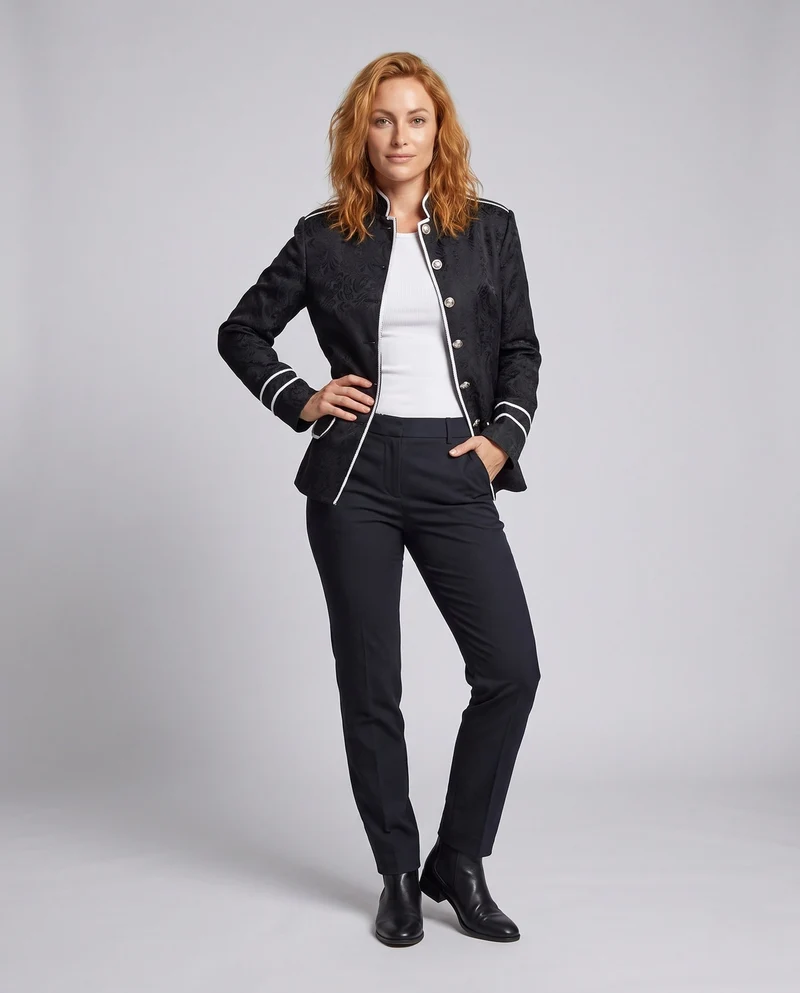 Damen Eleganter Blazer mit Floral Mustern und Metallic Akzenten Nord Taschen
