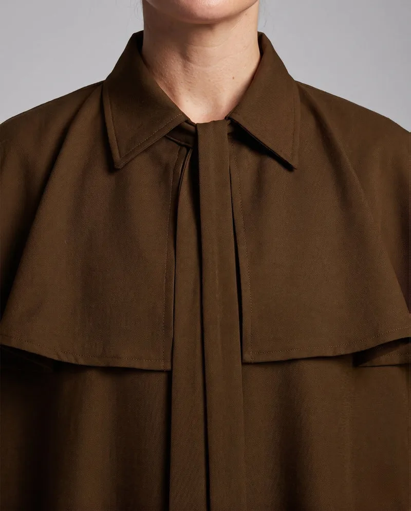 Damen Eleganter Cape-Mantel mit Bindegürtel und kurzer Schnit Nord Taschen