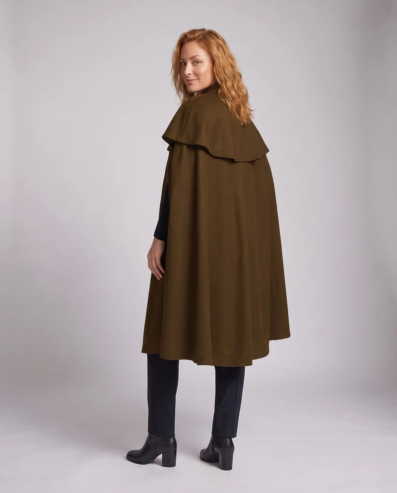 Damen Eleganter Cape-Mantel mit Bindegürtel und kurzer Schnit Nord Taschen
