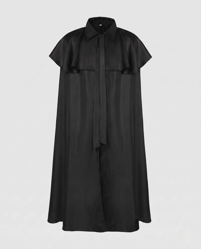Damen Eleganter Cape-Mantel mit Bindegürtel und kurzer Schnit Nord Taschen