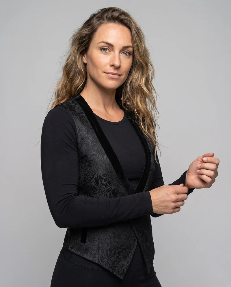 Damen elegantes Samt-Weste mit floralem Design Nord Taschen