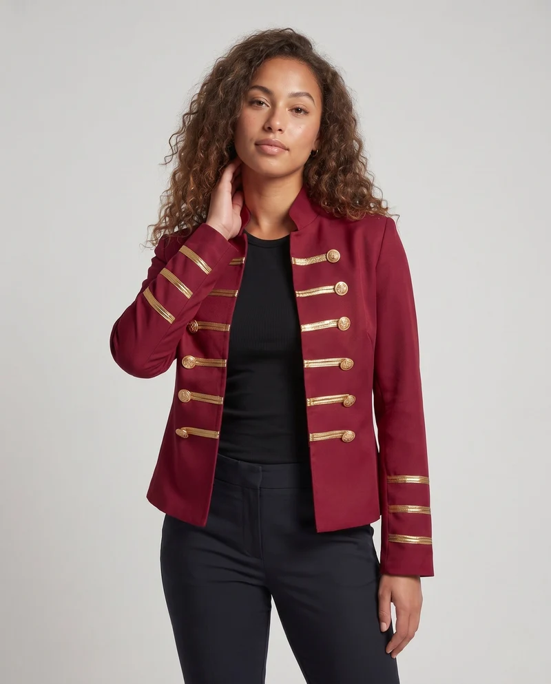 Damen Militärkragenjacke mit goldenen Knöpfen Nord Taschen