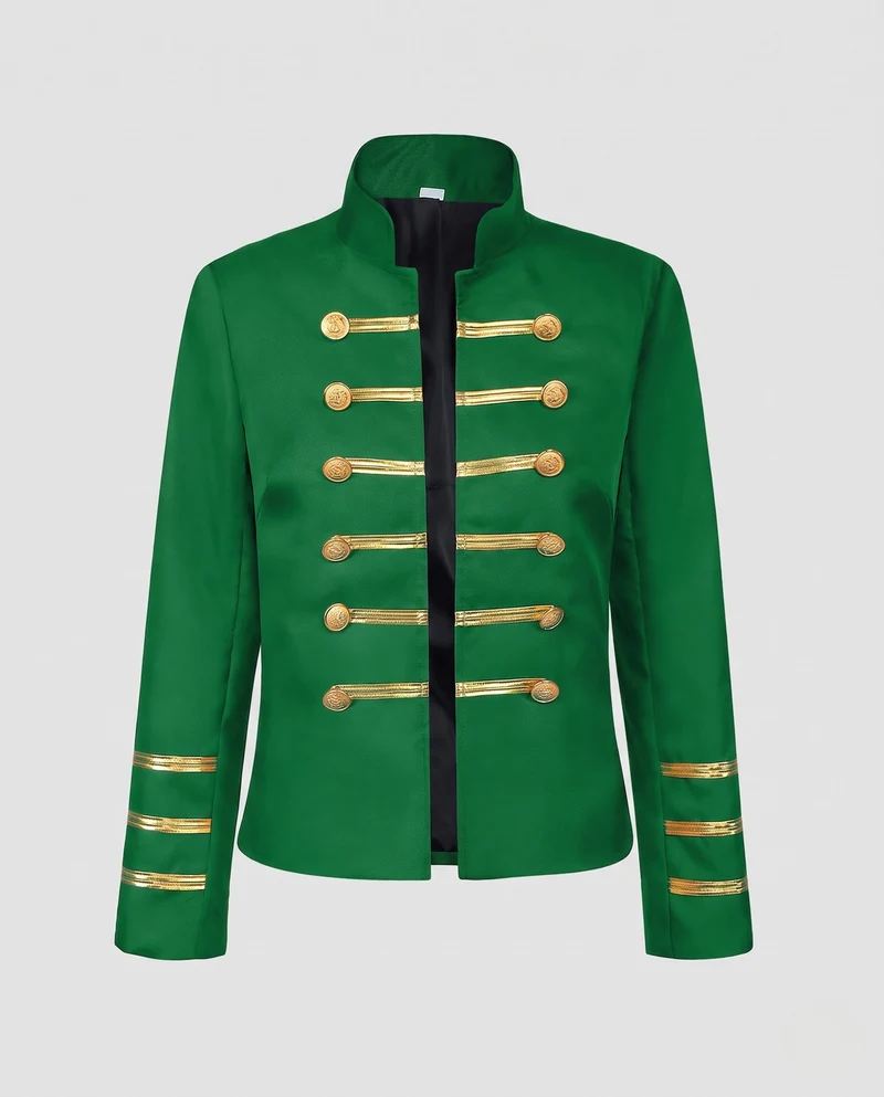 Damen Militärkragenjacke mit goldenen Knöpfen Nord Taschen