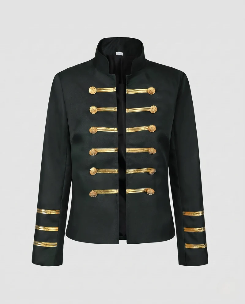 Damen Militärkragenjacke mit goldenen Knöpfen Nord Taschen