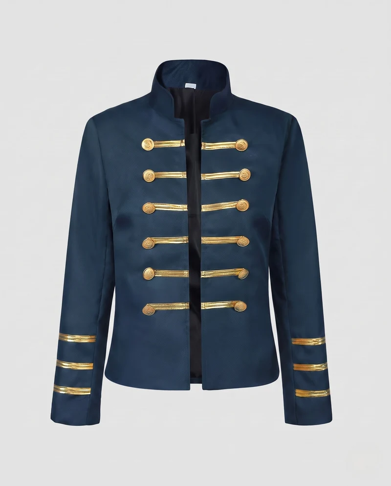 Damen Militärkragenjacke mit goldenen Knöpfen Nord Taschen
