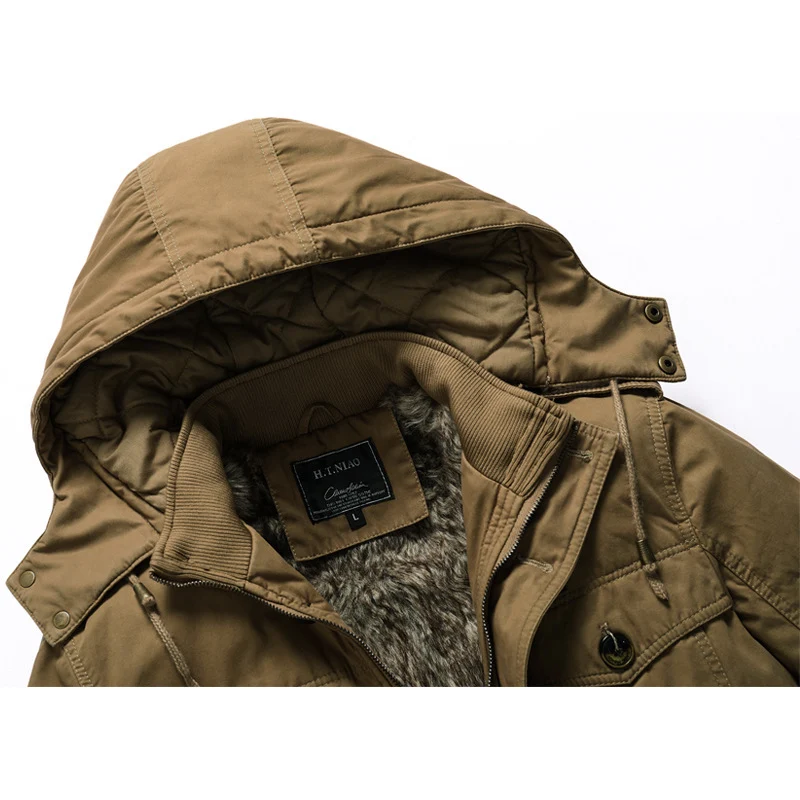 Herren Canvas-Parka mit gesteppter Thermofütterung, Kunstfell-Innenfutter und Kapuze Nord Taschen