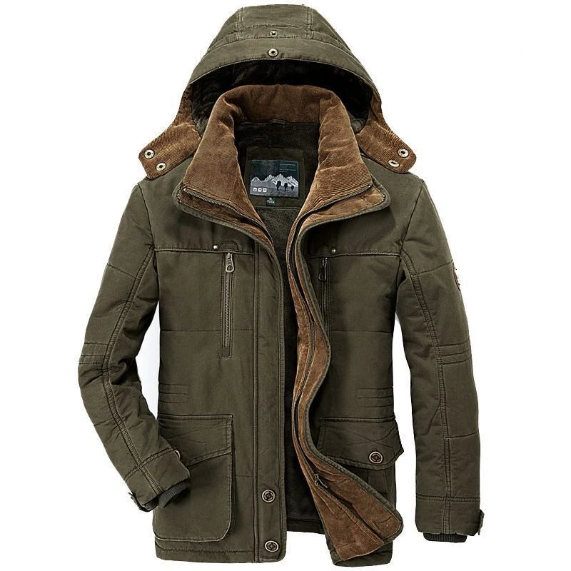 Herren Canvas-Parka mit Cord-Innenkragen, abnehmbarer Kapuze und wärmender Thermofütterung Nord Taschen