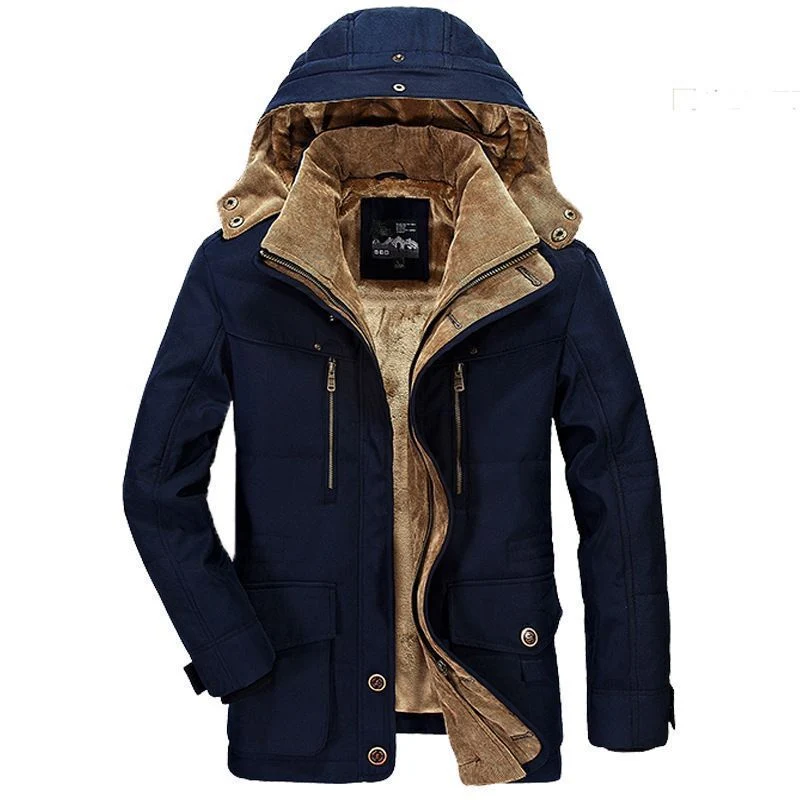 Herren Canvas-Parka mit Cord-Innenkragen, abnehmbarer Kapuze und wärmender Thermofütterung Nord Taschen