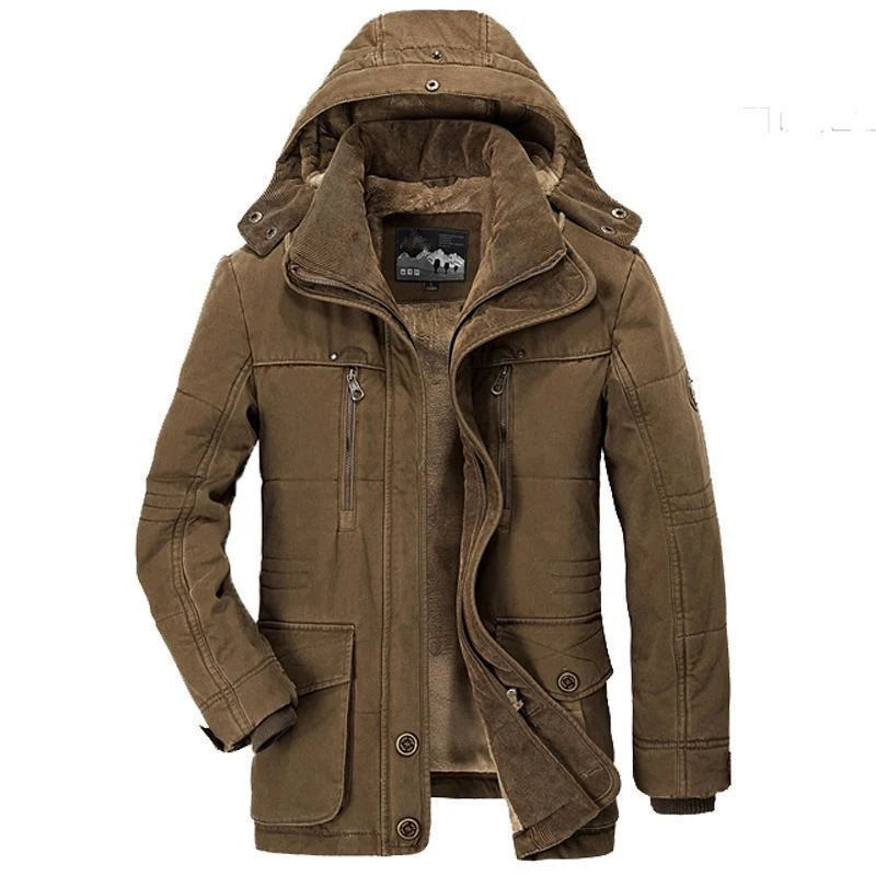 Herren Canvas-Parka mit Cord-Innenkragen, abnehmbarer Kapuze und wärmender Thermofütterung Nord Taschen