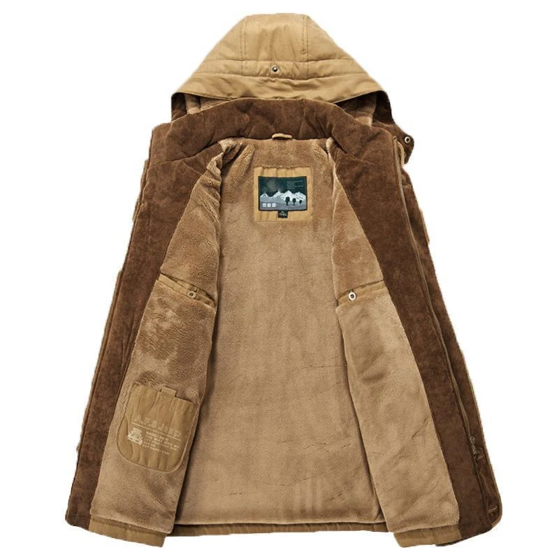 Herren Canvas-Parka mit Cord-Innenkragen, abnehmbarer Kapuze und wärmender Thermofütterung Nord Taschen