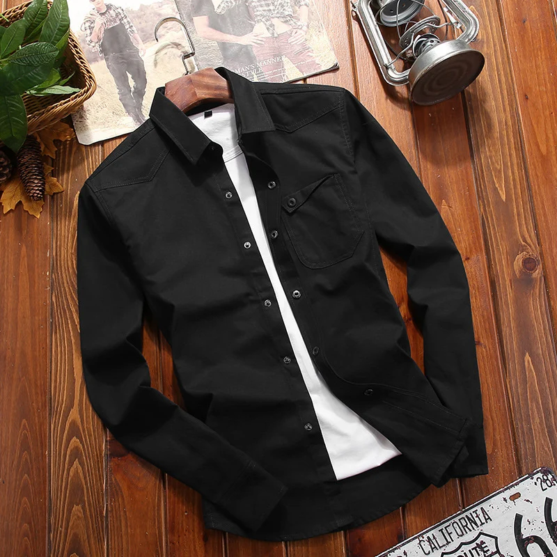 Herren Canvas-Overshirt im Worker‑Look mit Brustpattentasche und Western‑Nahtführung Nord Taschen