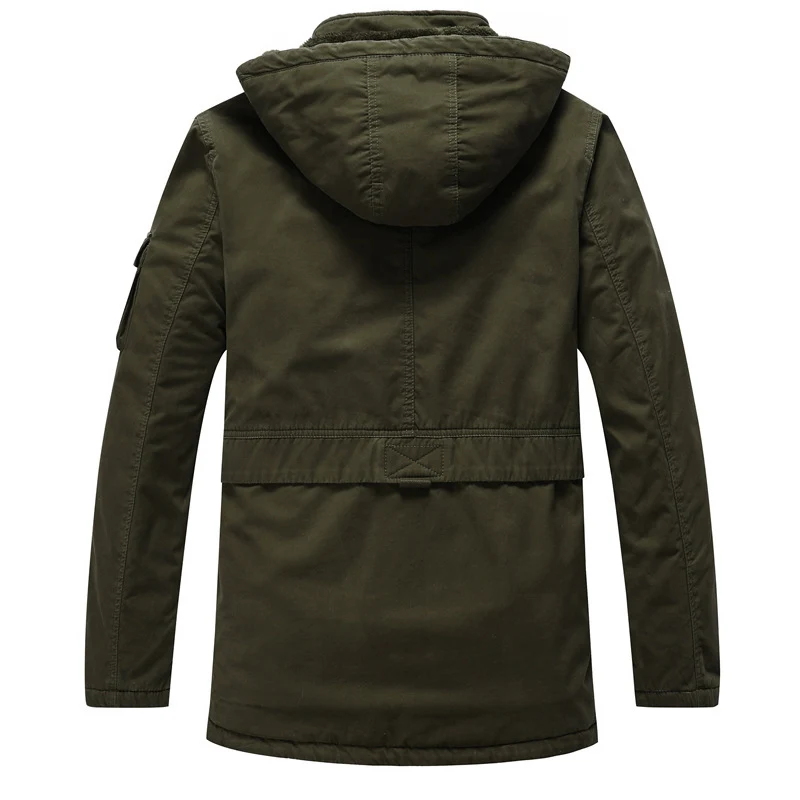 Herren Canvas-Militärparka mit Teddyfutter, Kapuze und multifunktionalen Taschen Nord Taschen