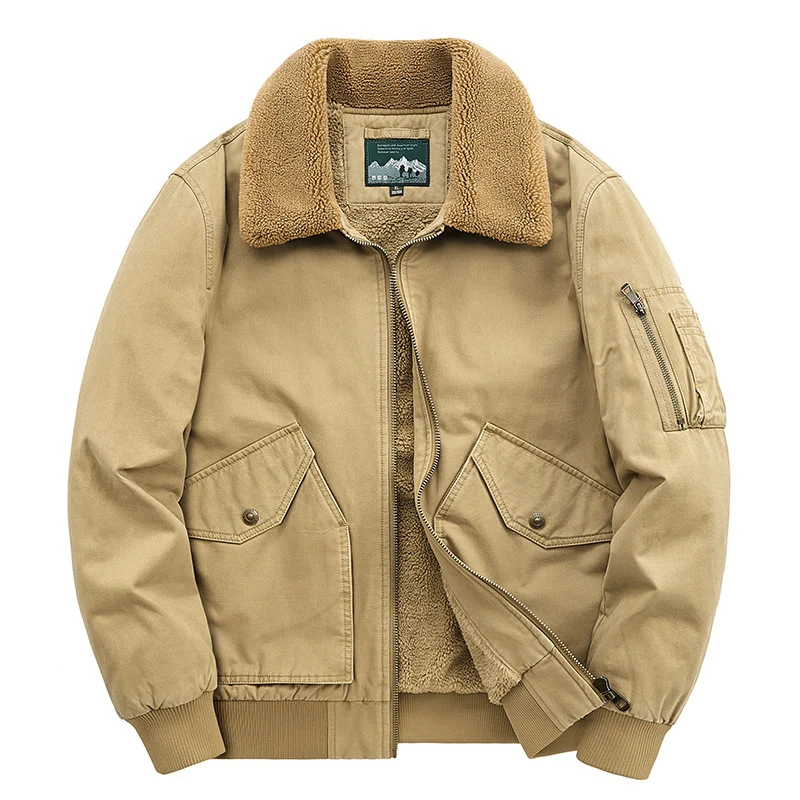 Herren Canvas-Fliegerblouson mit wärmender Teddyfleece-Innenlage und Sherpa-Kragen Nord Taschen