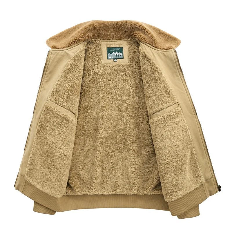 Herren Canvas-Fliegerblouson mit wärmender Teddyfleece-Innenlage und Sherpa-Kragen Nord Taschen