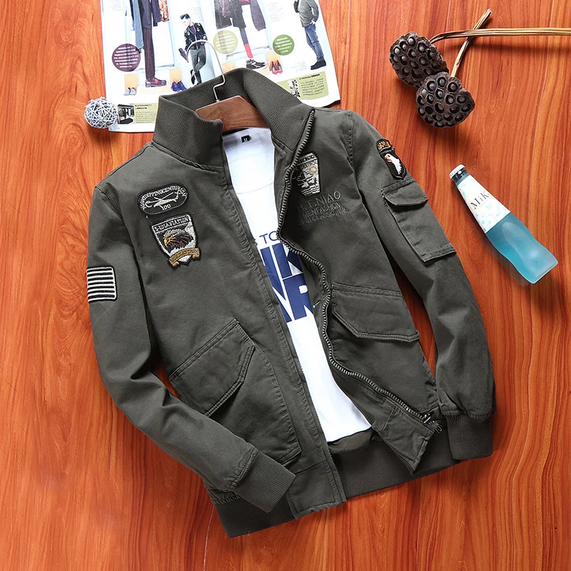 Herren Canvas-Fliegerblouson mit Frontklappentaschen, Ärmeltasche und Rippbündchen Nord Taschen
