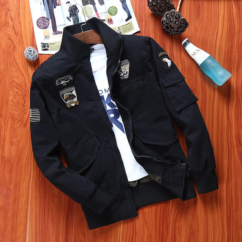 Herren Canvas-Fliegerblouson mit Frontklappentaschen, Ärmeltasche und Rippbündchen Nord Taschen