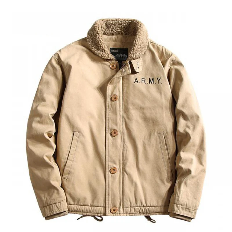 Herren Canvas-Fieldjacke mit Sherpa-Kragen und wattierter Thermofütterung Nord Taschen