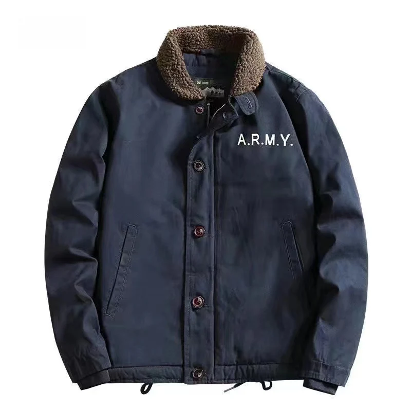 Herren Canvas-Fieldjacke mit Sherpa-Kragen und wattierter Thermofütterung Nord Taschen