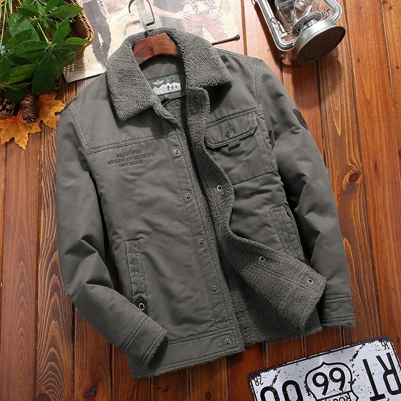 Herren Canvas-Fieldjacke mit Sherpa-Futter und Hemdkragen Nord Taschen