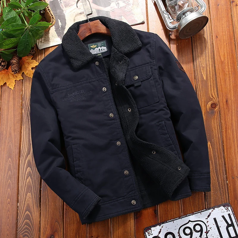 Herren Canvas-Fieldjacke mit Sherpa-Futter und Hemdkragen Nord Taschen