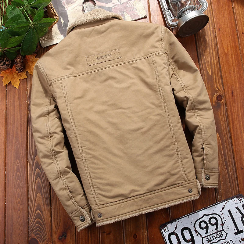 Herren Canvas-Fieldjacke mit Sherpa-Futter und Hemdkragen Nord Taschen