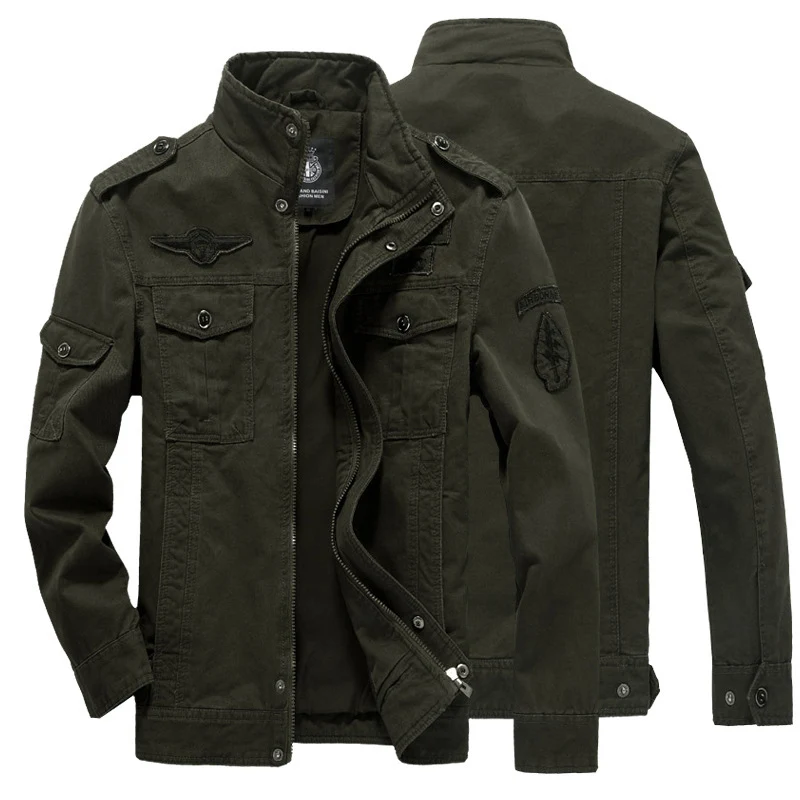 Herren Canvas-Fieldjacke im Military-Utility-Stil mit Stehkragen und Pattentaschen Nord Taschen