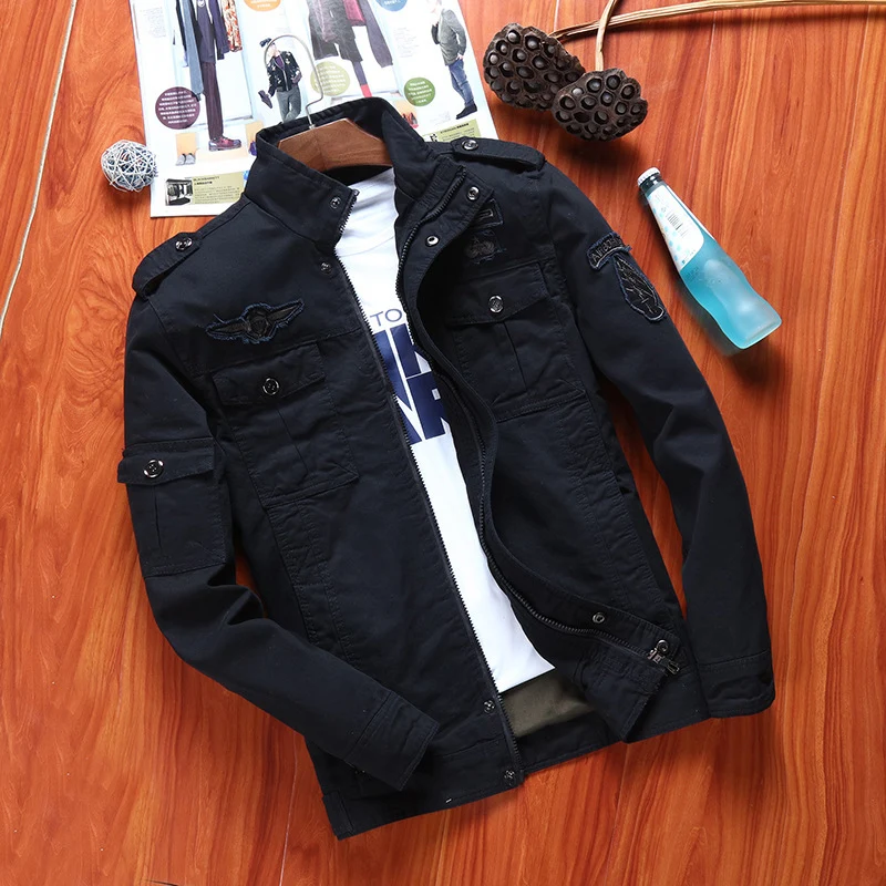 Herren Canvas-Fieldjacke im Military-Utility-Stil mit Stehkragen, Schulterpatten und Multifachtaschen Nord Taschen