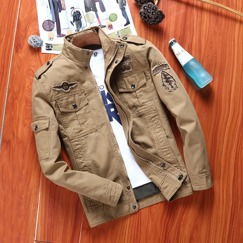 Herren Canvas-Fieldjacke im Military-Utility-Stil mit Stehkragen, Schulterpatten und Multifachtaschen Nord Taschen