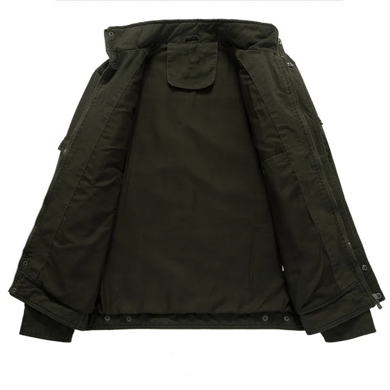 Herren Canvas-Fieldjacke im Military-Utility-Stil mit Stehkragen, Epauletten und Multifunktionstaschen Nord Taschen