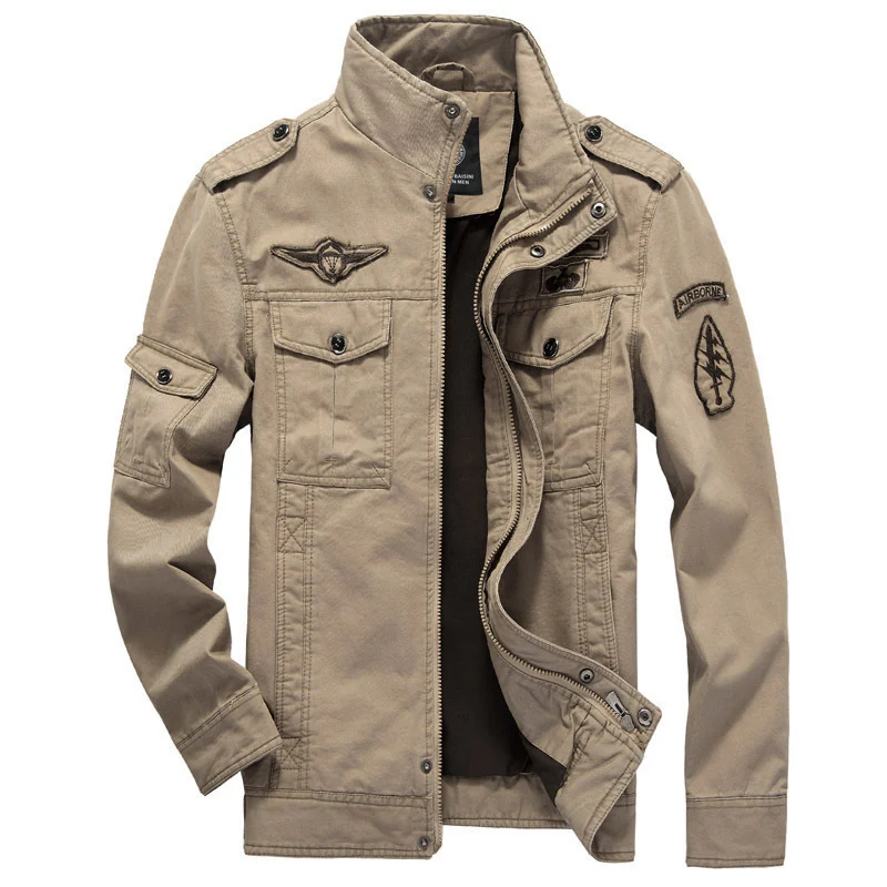 Herren Canvas-Fieldjacke im Military-Utility-Stil mit Epauletten, Brustpattentaschen und Stehkragen Nord Taschen
