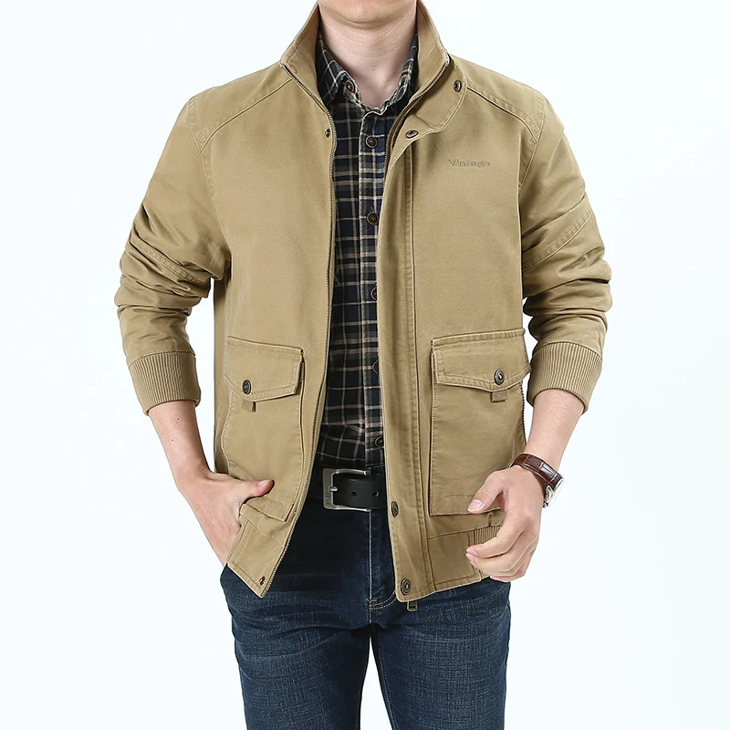 Herren Canvas-Fieldjacke im Bomberstil mit gerippten Bündchen, aufgesetzten Pattentaschen und bedrucktem Innenfutter Nord Taschen