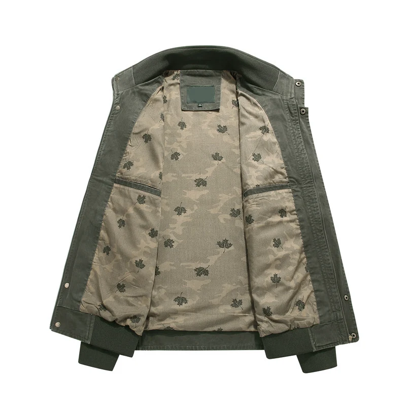 Herren Canvas-Fieldjacke im Bomberstil mit gerippten Bündchen, aufgesetzten Pattentaschen und bedrucktem Innenfutter Nord Taschen