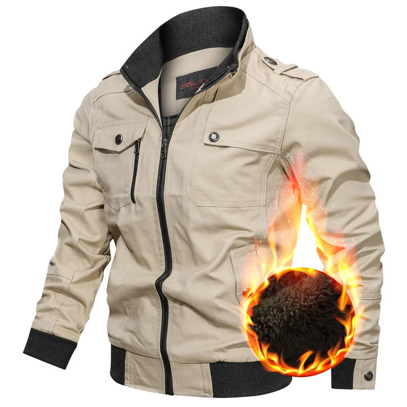 Herren Canvas-Fieldblouson mit wärmender Teddyfleece-Innenlage, Schulterepauletten und Rippenbündchen Nord Taschen