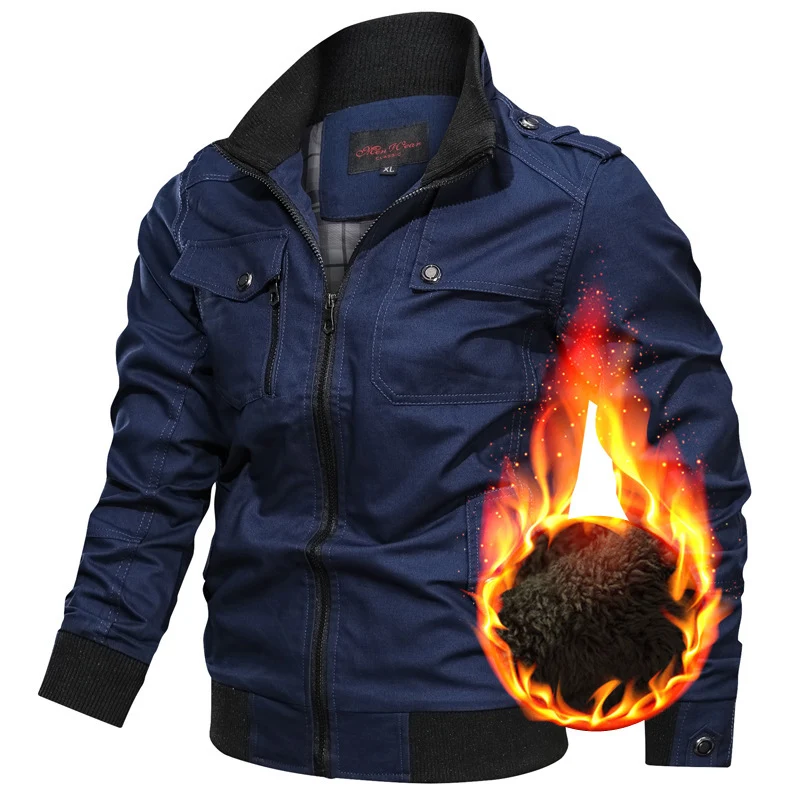 Herren Canvas-Fieldblouson mit wärmender Teddyfleece-Innenlage, Schulterepauletten und Rippenbündchen Nord Taschen