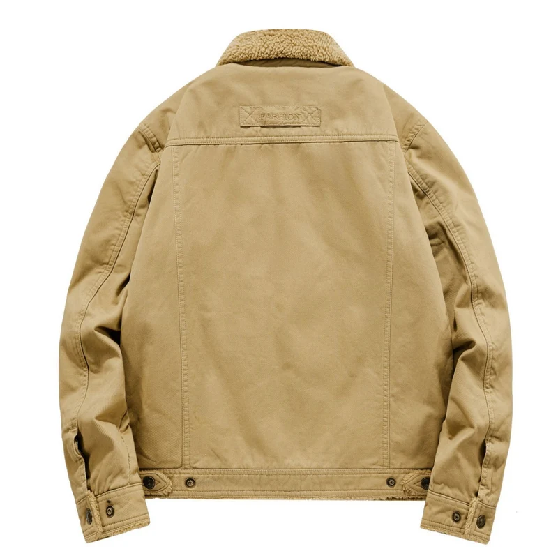 Herren Canvas-Fieldblouson mit Sherpa‑Fütterung, wärmender Teddyinnenlage und Utility-Brusttaschen Nord Taschen