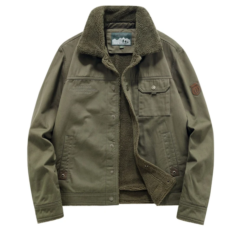 Herren Canvas-Fieldblouson mit Sherpa‑Fütterung, wärmender Teddyinnenlage und Utility-Brusttaschen Nord Taschen