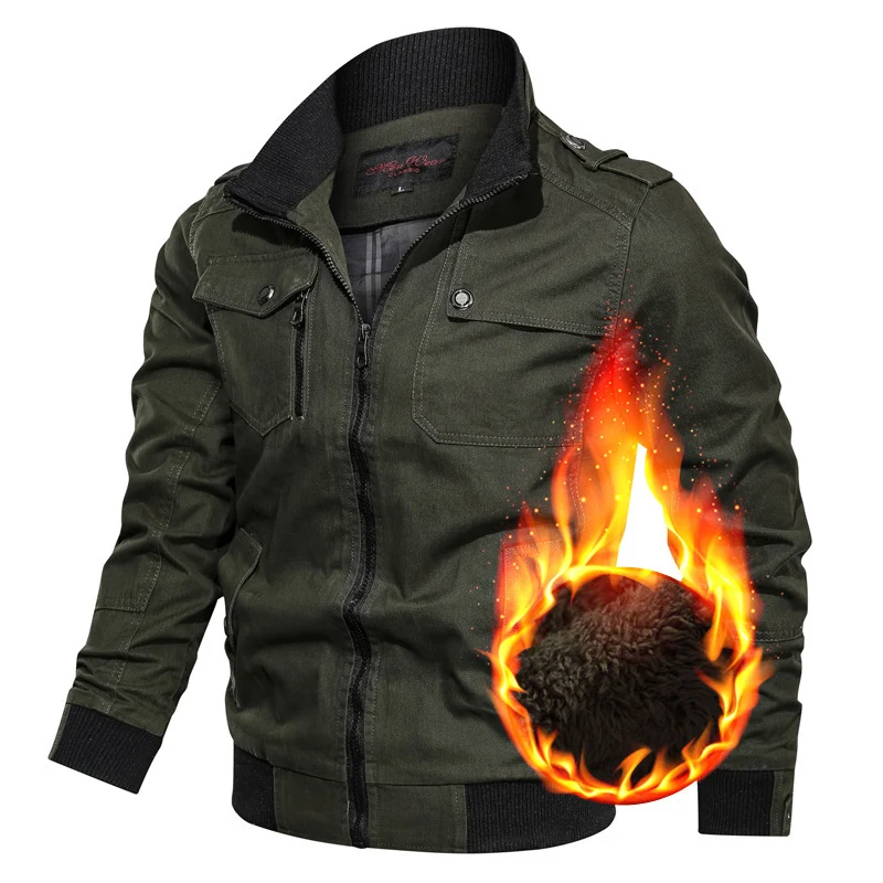Herren Canvas-Fieldblouson mit hochabschließendem Kragen und Teddyfleece-Futter Nord Taschen