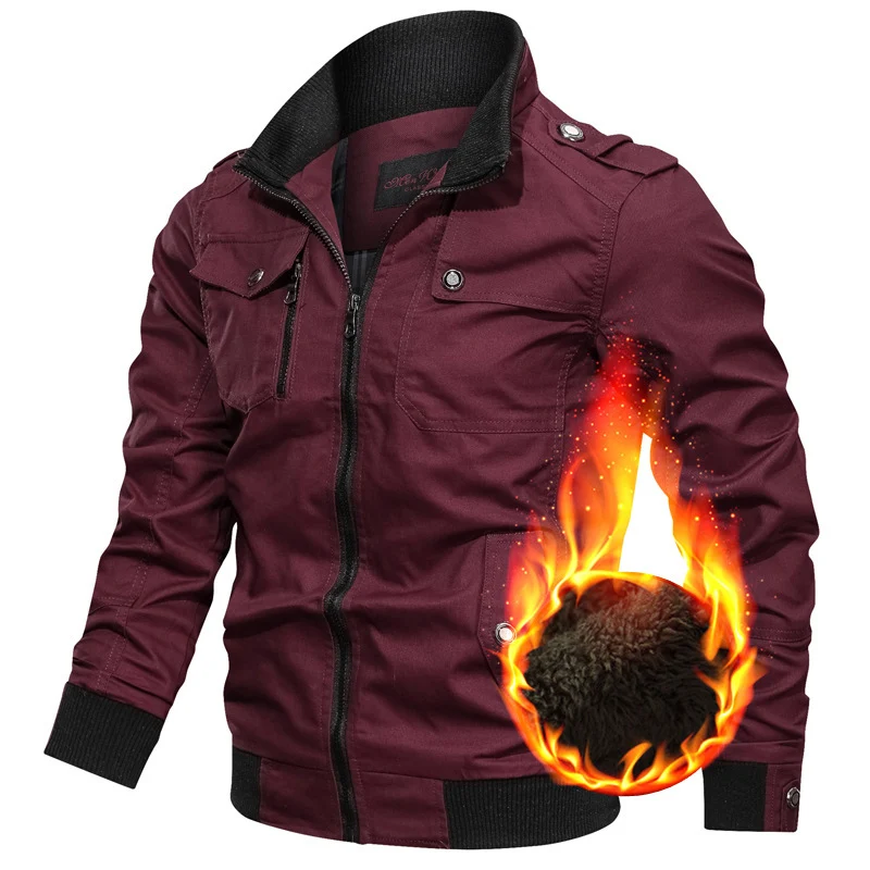 Herren Canvas-Fieldblouson mit hochabschließendem Kragen und Teddyfleece-Futter Nord Taschen